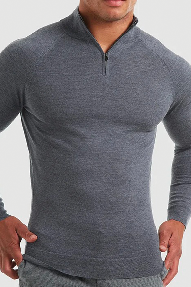 Ruban Half Zip Pullover - Grey